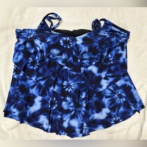 Women’s Aqua Green size 24W blue tie-dye designed, tiered Tankini! Fantastic!
